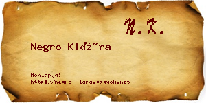 Negro Klára névjegykártya